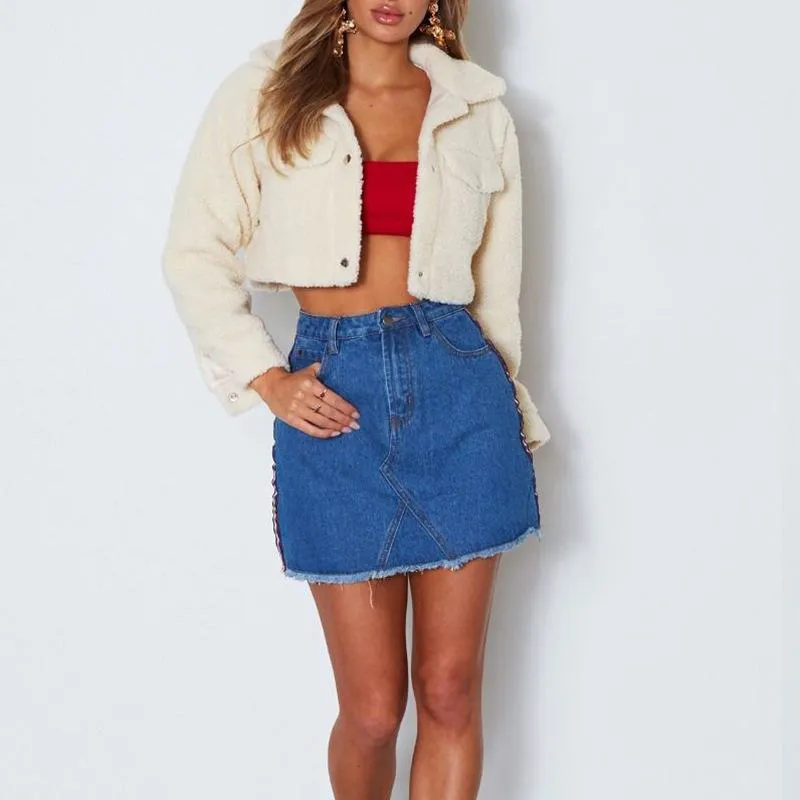 Thick White Short Teddy Faux Fur Cropped Jacket Winter Coats