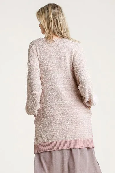 Umgee Full Size Ribbed Hem Open Front Longline Cardigan