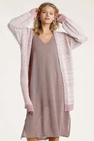 Umgee Full Size Ribbed Hem Open Front Longline Cardigan