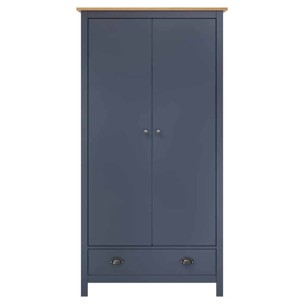 vidaXL 2-Door Wardrobe Hill Grey 89x50x170 cm Solid Pine Wood