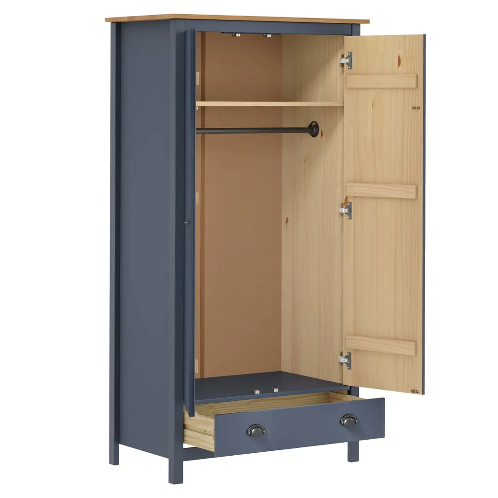 vidaXL 2-Door Wardrobe Hill Grey 89x50x170 cm Solid Pine Wood