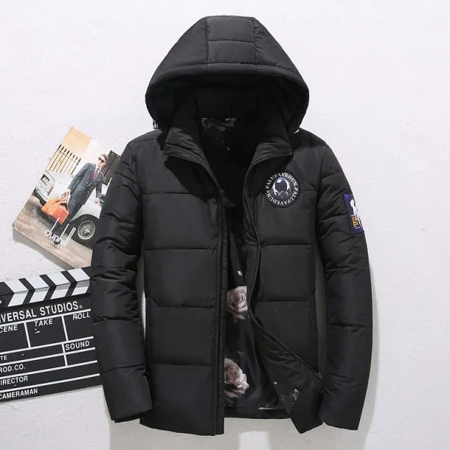 Winter Puffer Jacket - Men's Parka White Duck Down . Thick Warm Hooded Coat