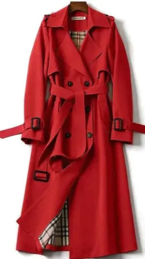 Women’s Couture Trench Coat (Red)