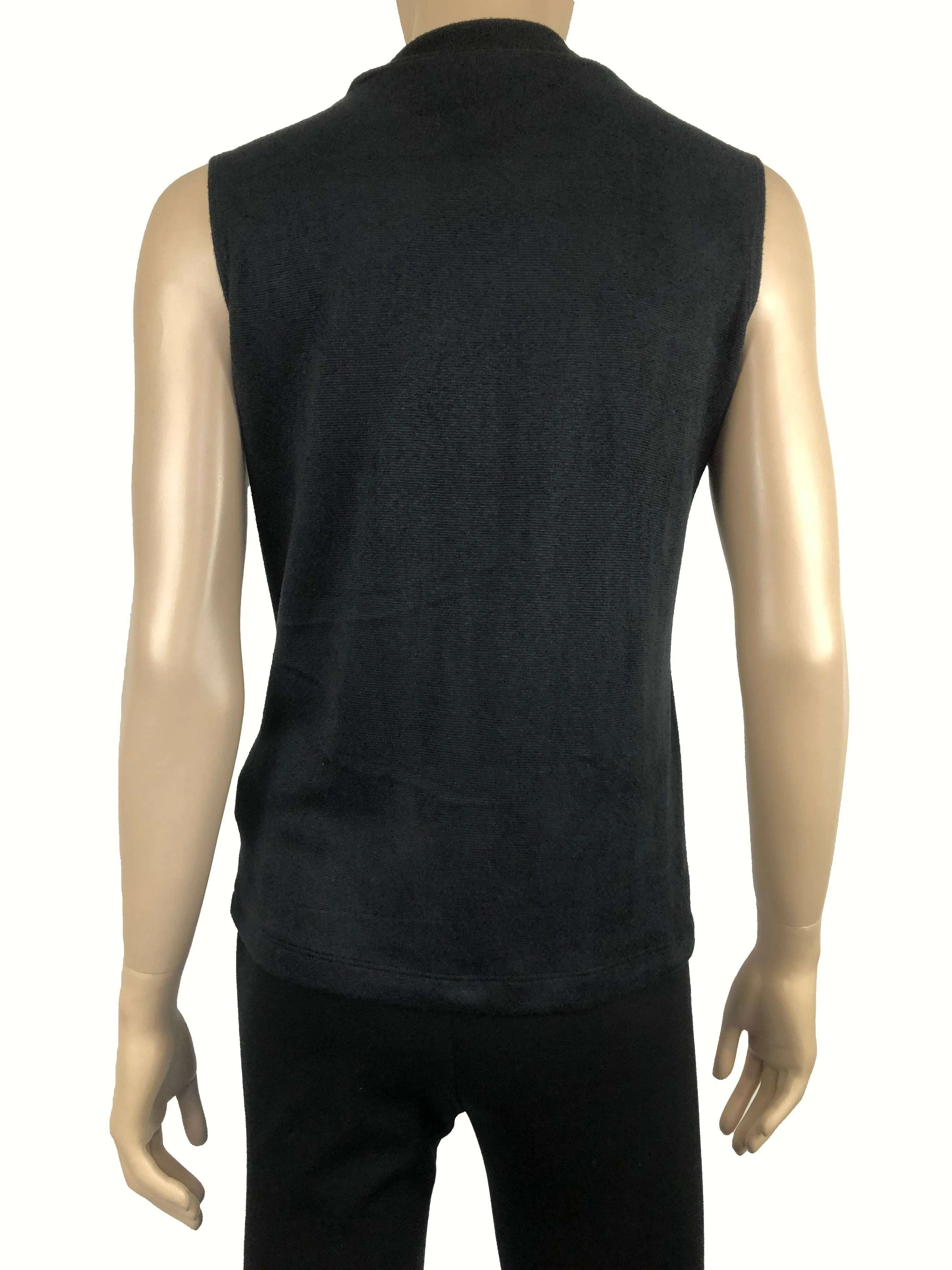 Women's Sleeveless Mock Neck Black Soft Knit - Made In Canada